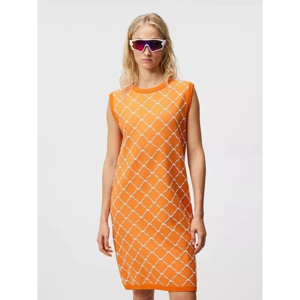 J Lindeberg Fiona Knitted Golf Sweater Dress Russett Orange Women's Sz Large